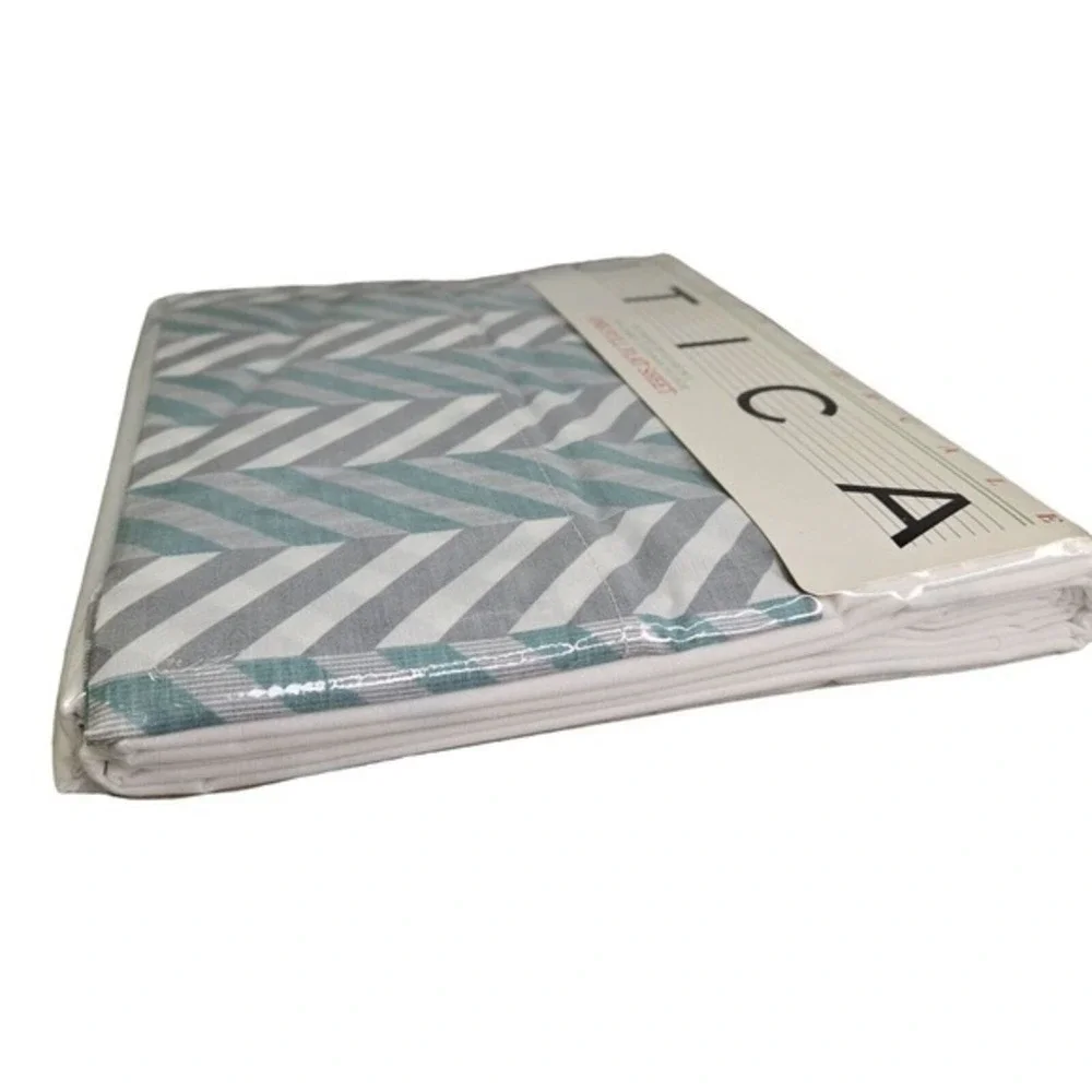 Utica Full Flat Sheet Gray Border No‎ Iron Percale Cotton Blend New Bedding READ